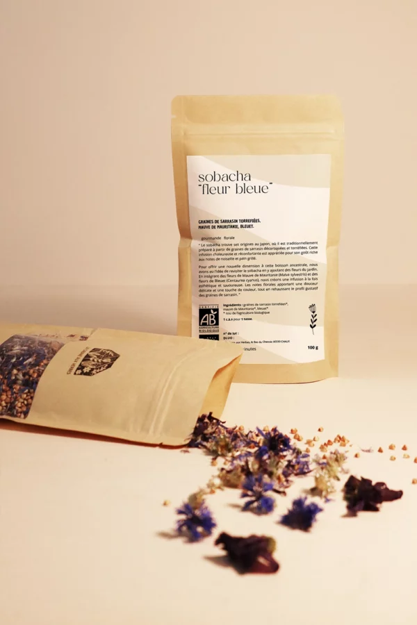 Sobacha à la mauve et au bleuet, une infusion à base de sarrasin torréfié certifiée agriculture biologique