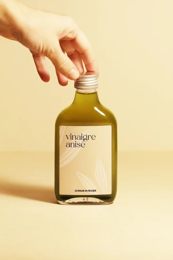Vinaigre anisé macéré à l'estragon du Mexique certifié agriculture biologique